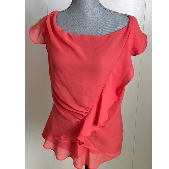 RAFAELLA SHEER RUFFLED TOP SIZE S - Picture 1 of 5